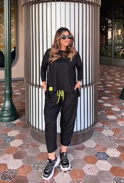 Kadın Iki Iplik Viskon Pamuk Kumaş Arma Detaylı Ikili Takım - 2