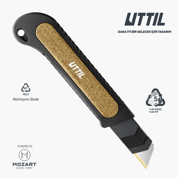 UTTIL AURA NATURA NMUK05-AN 18 mm Metal maket Bıçağı, %40 Ahşap - 3