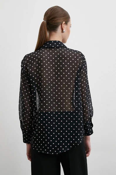 Puantiyeli Gömlek Siyah - Resim 6