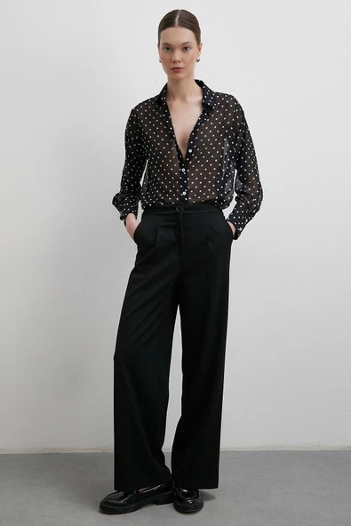 Puantiyeli Gömlek Siyah - Resim 2