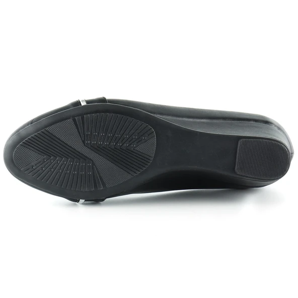 Erkan Saçmacı Colel Siyah Metal Detaylı Yuvarlak Burun Dolgu Topuklu Günlük Ayakkabı - Resim 5