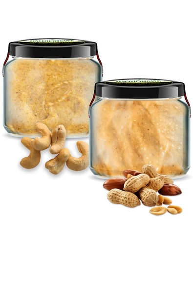 2 Çeşit Saf Ezme Kaju Ezmesi Yer Fıstığı Ezmesi Bi Kavanoz 330 cc. Cam Kavanozlarda Şeker İlavesiz - 6