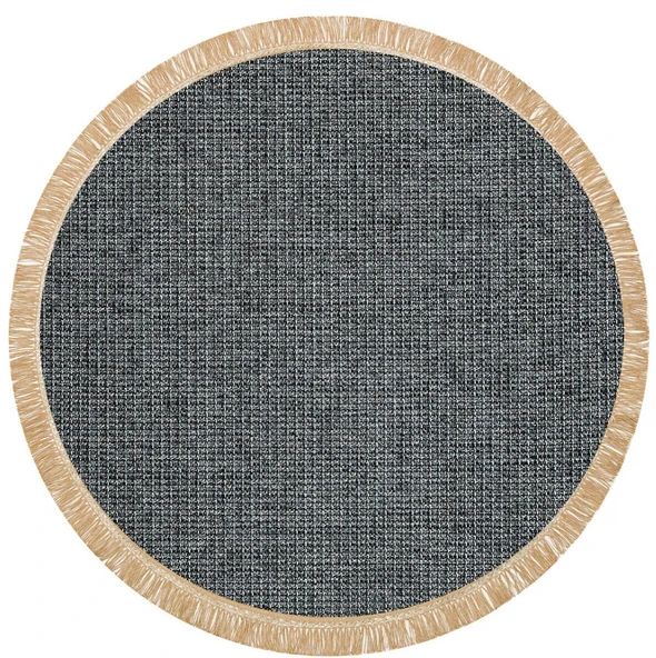 Eko Brooklyn Hasır Görünümlü Kaymaz Dokuma Modern Yuvarlak Kilim BRK01 Antrasit - 1