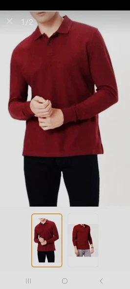 bordo uzun Kol Tişört/T-Shirt polo yaka polo pamuklu