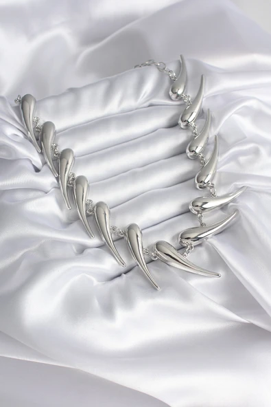 VIP Seri Özel Model Gümüş Renk Kadın Kolye - 2