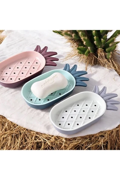 Harmony Ans-07 Ananas Figürlü Süzgeçli Katı Sabunluk Su Tutmaz Katı Sabunluk Lavabo Üstü 1 Adet