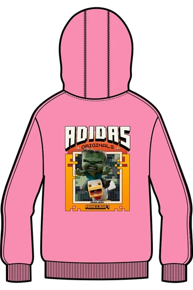 adidas Çocuk  Pembe  Sweatshirt GFX FZ HOODIE JZ9933 - Resim 2