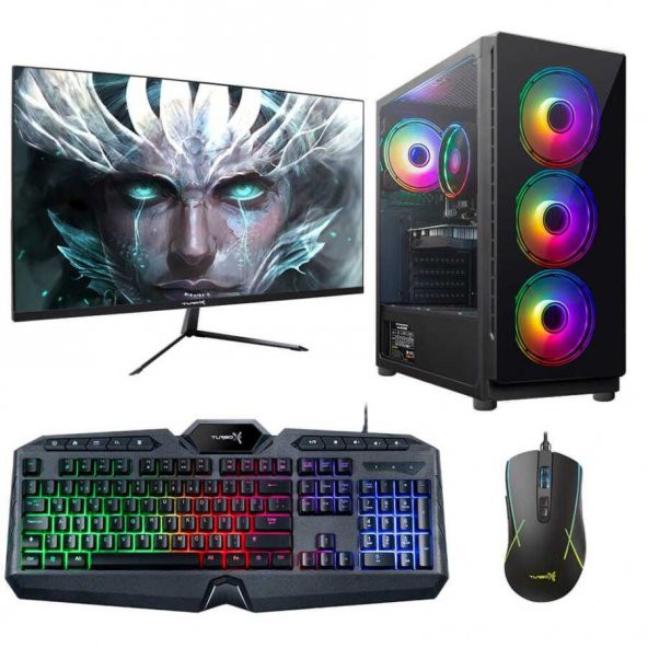 Turbox Tx77 i5 3470 8GB Ram 256GB SSD 4GB RX550 23.6 inç Monitör Masaüstü Oyun Bilgisayarı