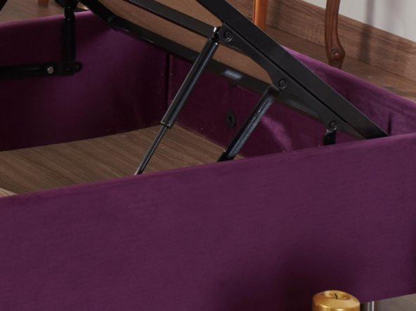 Niron Purple Baza ve Başlık Seti 200x200 cm Çift Kişilik Sandıklı Mor Kumaş Baza ve Başlığı - 3