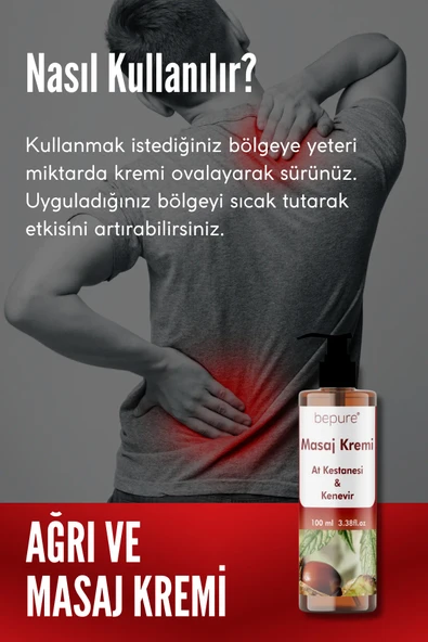 Ağrı Ve Masaj Kremi, At Kestanesi Ve Kenevir Içeren Masaj Kremi 100 ml - 3