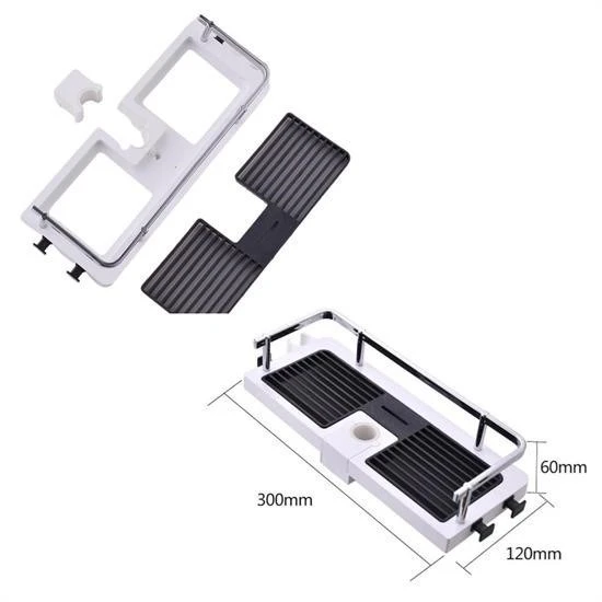 By Nevser® Banyo Direğine Asılabilir Köşelik Şampuanlık Sabunluk Çift Askılı Düzenleyici Raf Paslanmaz - Resim 4