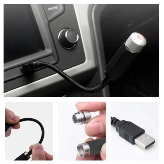 By Nevser® Kırmızı Ayak Altı Tavan Led Araç içi Aydınlatma Oto Araba İç Disko Ayarlanır USB Lamba Işık - 5