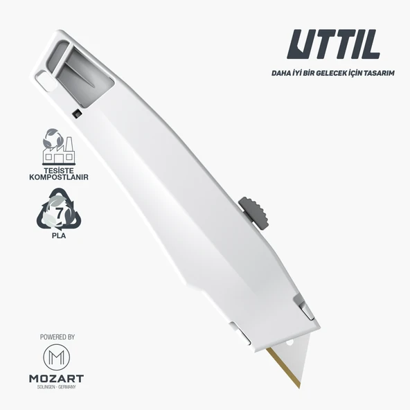 UTTIL AURA NATURA PRUK06-AN KOMPOSTLANABİLİR Vidasız Gövdeli Oto-Geri Çekmeli Maket Bıçağı - 3