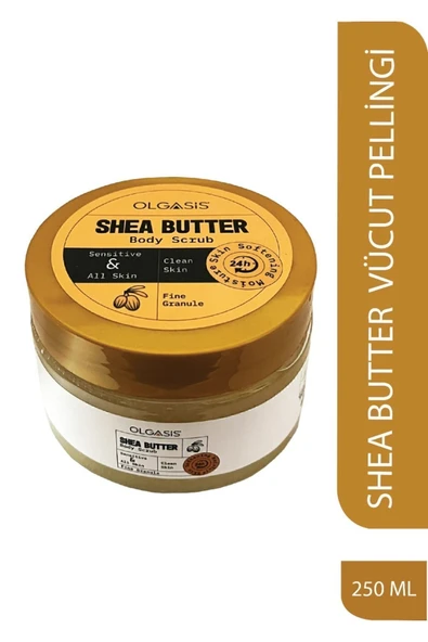 Shea Butter Body Scrub 250ml -İnce Granül Hassas Ciltlere Ölü Deri Gideren Deniz Tuzu Vücut Peelingi