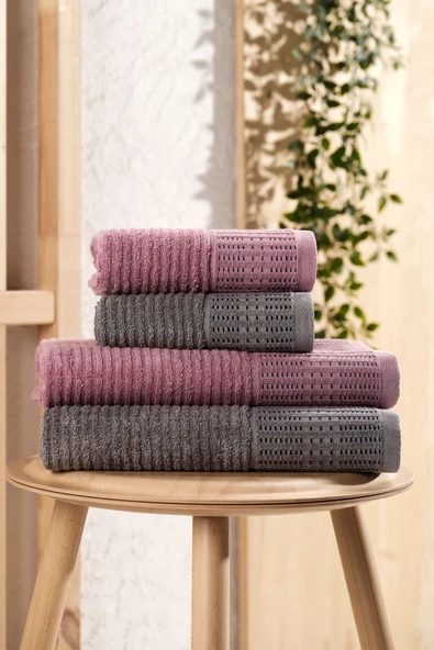 Mira Home 4 Parça Maral Battal %100 Pamuklu Banyo Havlu Takımı 90x160 Cm - 6