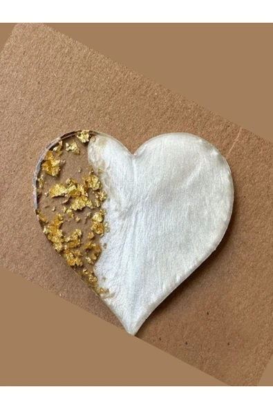 Özcan Tasarım Epoksi Magnet - Boş Epoksi - Kalp Epoksi Magnet ( Gold ) - 10 Adet ürün görseli