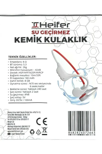 Heifer Kemik İletimli Bluetoothlu Kablosuz Kulaklık Siyah / Beyaz - 4