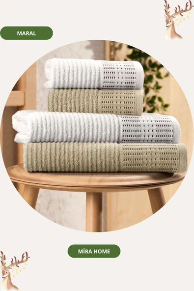 Mira Home 4 Parça Maral Battal %100 Pamuklu Banyo Havlu Takımı 90x160 Cm - 2