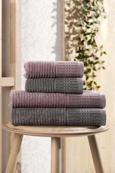 Mira Home 4 Parça Maral Battal %100 Pamuklu Banyo Havlu Takımı 90x160 Cm - 6