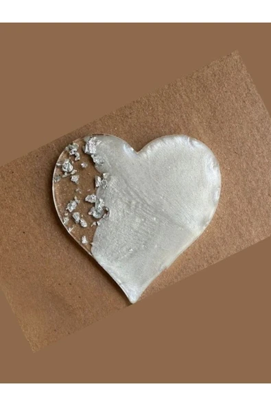 Özcan Tasarım Epoksi Magnet - Boş Epoksi - Kalp Epoksi Magnet ( Gümüş ) - 10 Adet ürün görseli