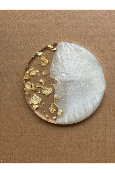 Özcan Tasarım Epoksi Magnet - Boş Epoksi - Yuvarlak Epoksi Magnet ( Gold ) - 10 Adet ürün görseli