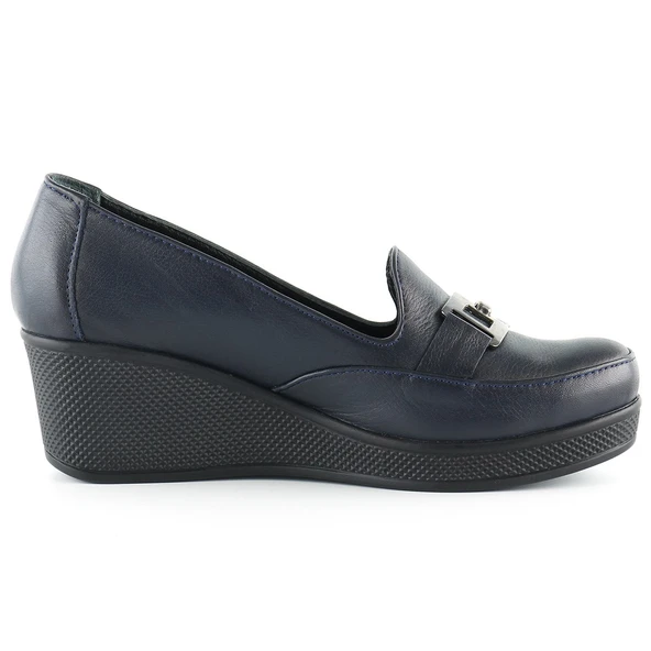 Erkan Saçmacı Dafne Lacivert Hakiki Deri Dolgu Topuklu Günlük Ayakkabı - 2