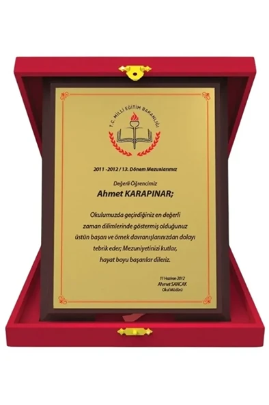 Kişiye Özel Mezuniyet Plaketi - Öğrenci Plaketi ( Büyük Boy ) ürün görseli