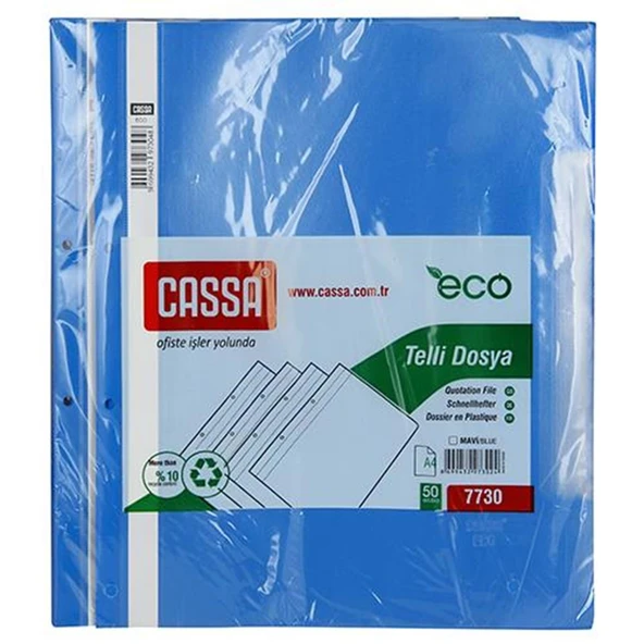 Cassa Telli Dosya Plastik Eco A4 Mavi 7730 50 Li - 2