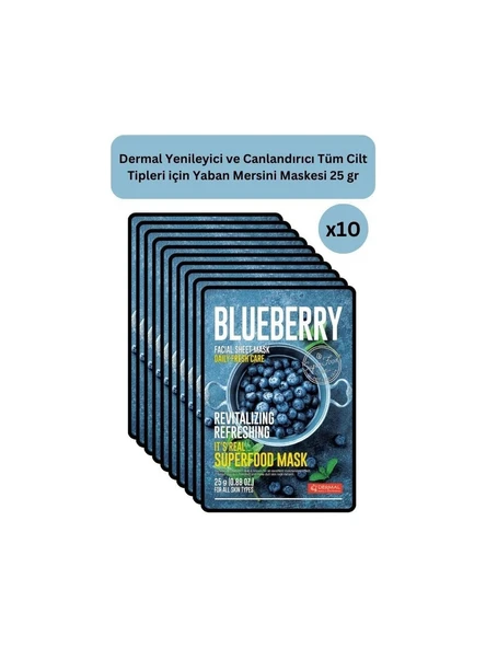 DERMAL Yenileyici ve Canlandırıcı Yaban Mersini Maskesi 25 gr 10 Adet ürün görseli 1