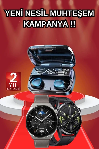 İkili Set Akıllı Saat Ve Bluetooth Kulaklık Kablosuz Uzun Pil Ömrü Spor Modları