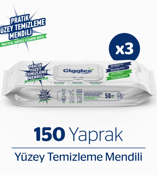 Giggles Pratik Yüzey Temizleme Havlusu 50'li 3 Paket 150 Havlu - 2