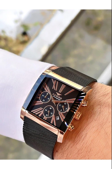 NS.FR102-R14 Ferro İç Fonksiyonları Aktif Chronograph 30 Mt Suya Dayanıklı Erkek Kol Saati - Resim 3