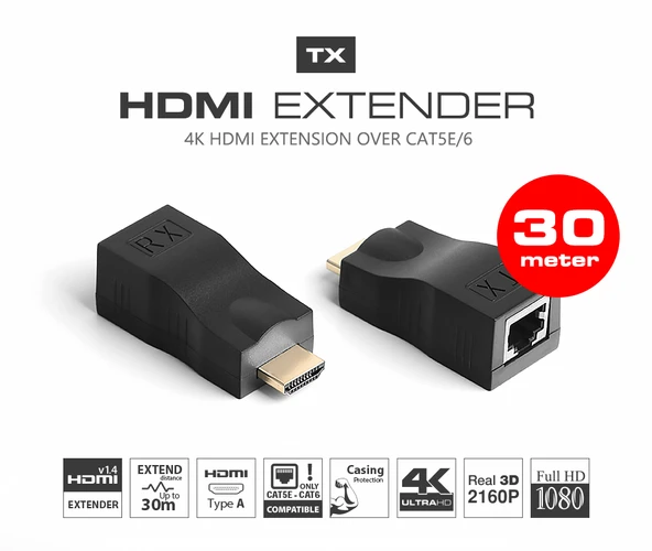 HD Tx TXHDE301 E301 30M CAT-5e / 6 Cable HDMI Extender - 2