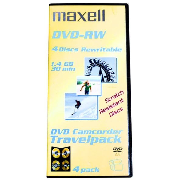 Maxell DVF-RW 4  X 1.4GB 30Min Discs DVD Camcorder Travelpack