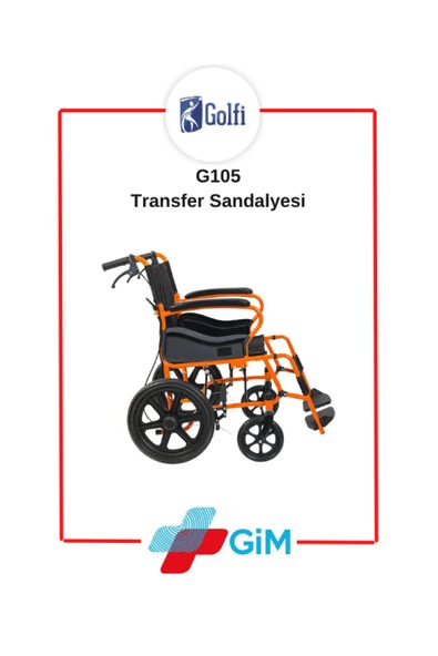 Golfi G105 Transfer Sandalyesi Frenli Tekerlekli Sandalye Hasta Taşıma Sandalyesi - 2