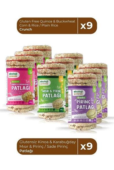 Glutensiz Kinoa & Karabuğday / Mısır & Pirinç / Sade Pirinç Patlağı 9'lu - 1