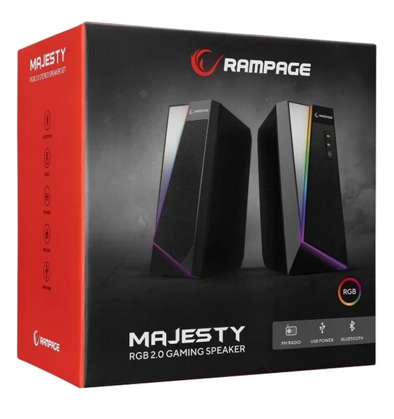 Rampage  RMS-X8 Majesty Bluetooth & FM Radio Özellikli RGB Işıklı Gaming Multimedia Hoparlör