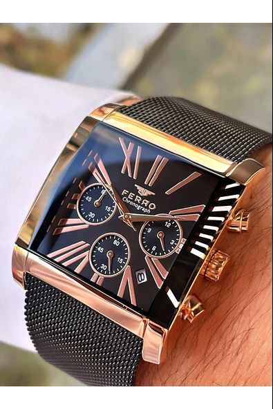 NS.FR102-R14 Ferro İç Fonksiyonları Aktif Chronograph 30 Mt Suya Dayanıklı Erkek Kol Saati - Resim 2