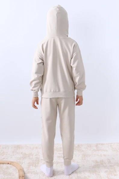 ERKEK ÇOCUK KAPŞONLU EŞOFMAN TAKIMI 4 MEVSİM WOLF BASKILI RİBANALI F12 - Resim 4