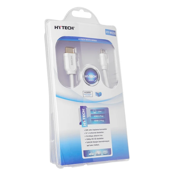 HYTECH 24K Altın Kaplama Konnektör 1080p HD 3D Destekler HDMI A Plug HDMI C Plug