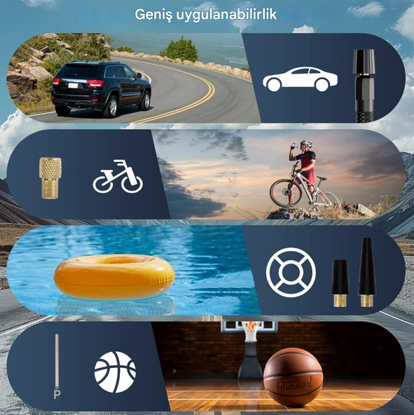 Elektrikli hava pompası 150 psi 6000 mAh pilli hava pompası, LCD gerçek zamanlı lastik basıncı izleme, LED'li ve USB çıkışlı bisiklet, araba, basketbol - 5