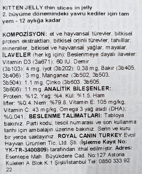 Royal Canin Kitten Jelly Yaş Mama 85 gr - 2