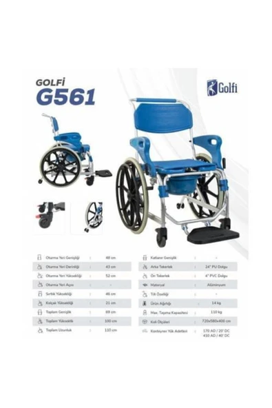 GOLFİ Alüminyum Klozetli Banyo Sandalyesi Klozeti - 3