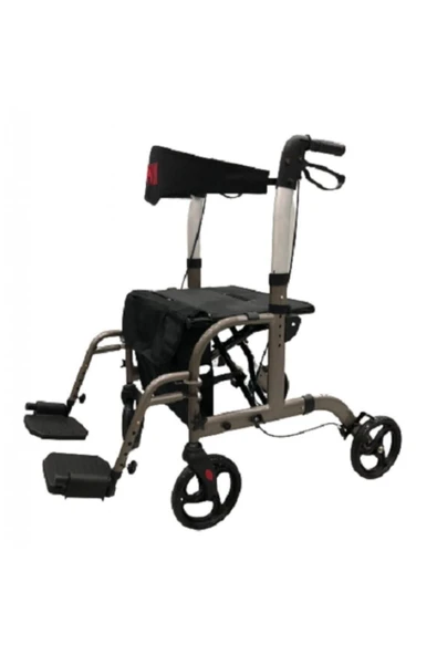 POYLİN  Lüx Tekerlekli Yürüteç Rollatör Walker Pedallı Çift Kullanımlı Oturaklı Yürüteç Fizik Dünyası ürün görseli 1