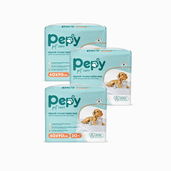 Pepy 60x90 Hijyenik Tuvalet Eğitim Pedi 30'lu 3 Paket 90 Adet - 3