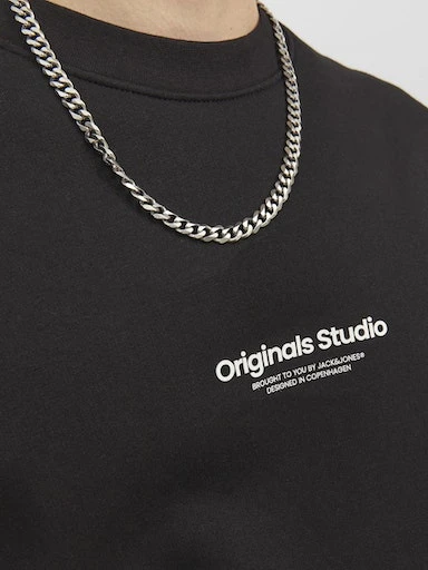 Jack Jones Erkek Bisiklet Yaka Siyah Sweatshirt 12241694S - Resim 6