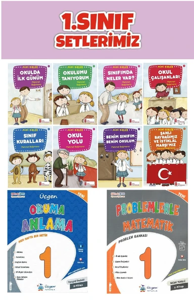 Üçgen 1.Sınıf 2.Dönem Problemlerle Matematik-Okuma Anlama-8 li Hikaye Seti ürün görseli 1