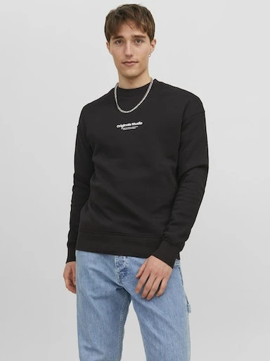 Jack Jones Erkek Bisiklet Yaka Siyah Sweatshirt 12241694S - Resim 2