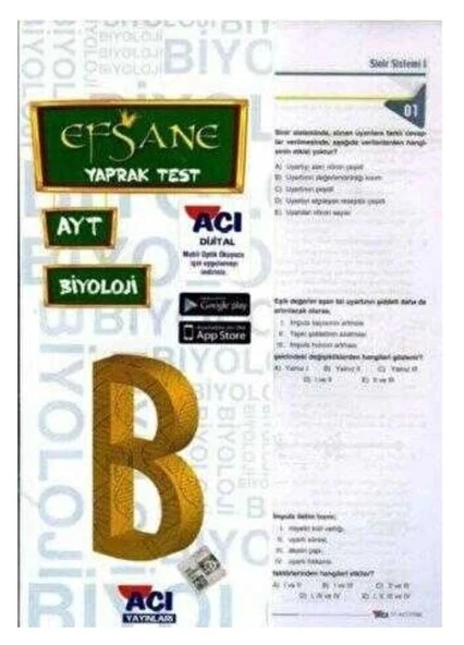 AÇI AYT EFSANE BİYOLOJİ YAPRAK TEST