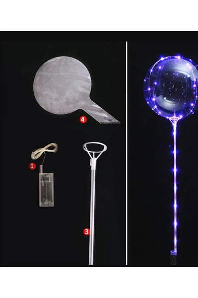 3 M LED MOR RENKLİ ŞEFFAF BALON ÇUBUKLU SET - 2